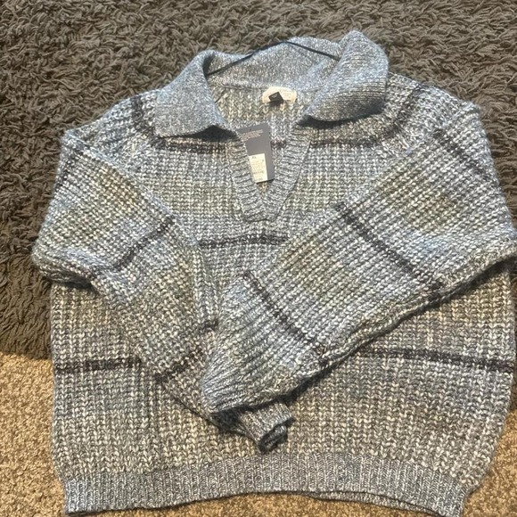 chunky polo collar pullover sweater - Picture 2 of 2